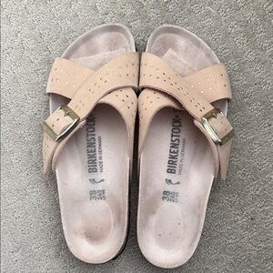 Birkenstock Women's Beige Cross-Strap Sandals